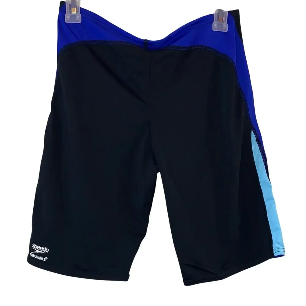 Speedo Endurance Jammer‎ Swim Shorts Size 32 NWT Black Blue Competitive Swimwear